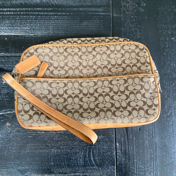 COACH genuine leather and canvas large clutch - Picture 1 of 3